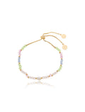 Pulseira Infantil Ajustável Banho Ouro 18k Cristal Colorido