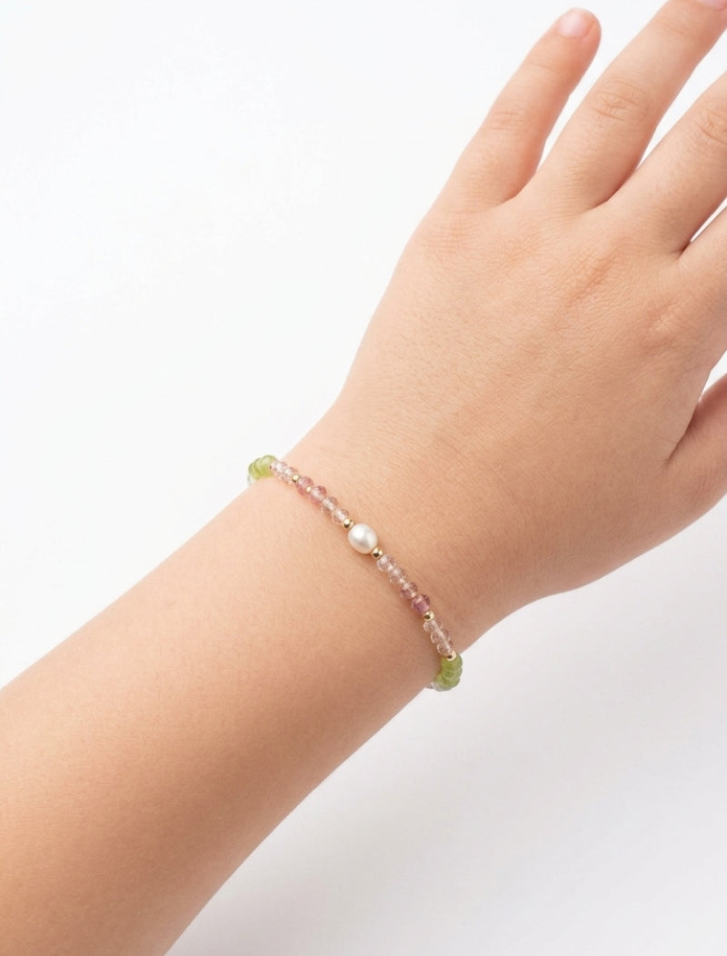 Pulseira Infantil Ajustável Banho Ouro 18k Cristal Colorido