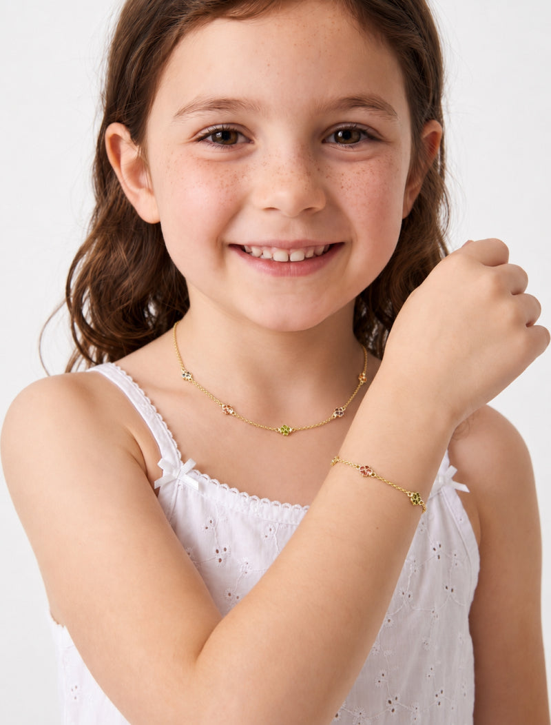 Colar Infantil Pontos de Luz Banho Ouro 18k Cristal
