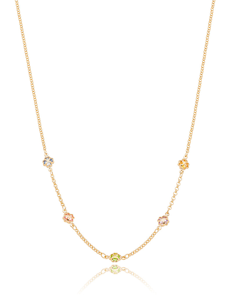 Colar Infantil Pontos de Luz Banho Ouro 18k Cristal