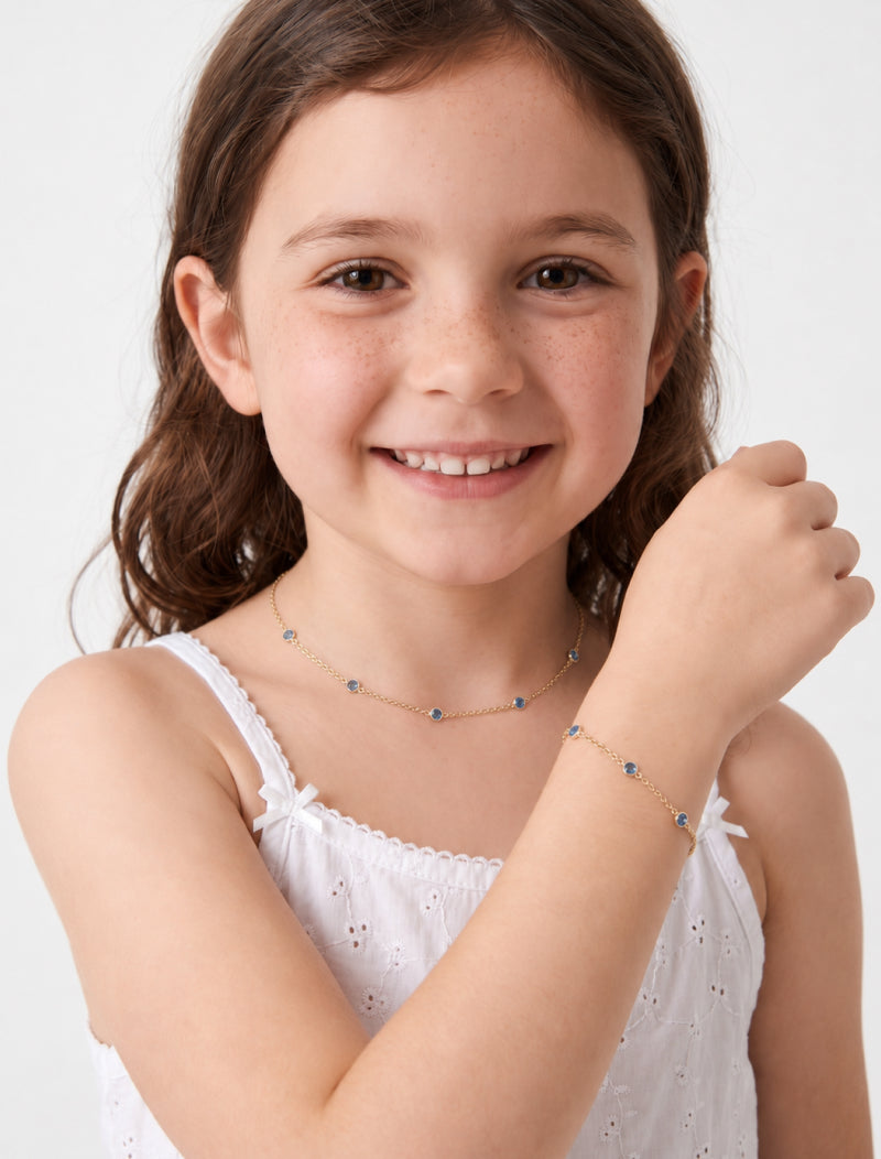 Colar Infantil Pontos de Luz Banho Ouro 18k Cristal