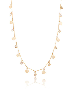 Colar Infantil Coração Flor Banho Ouro 18K
