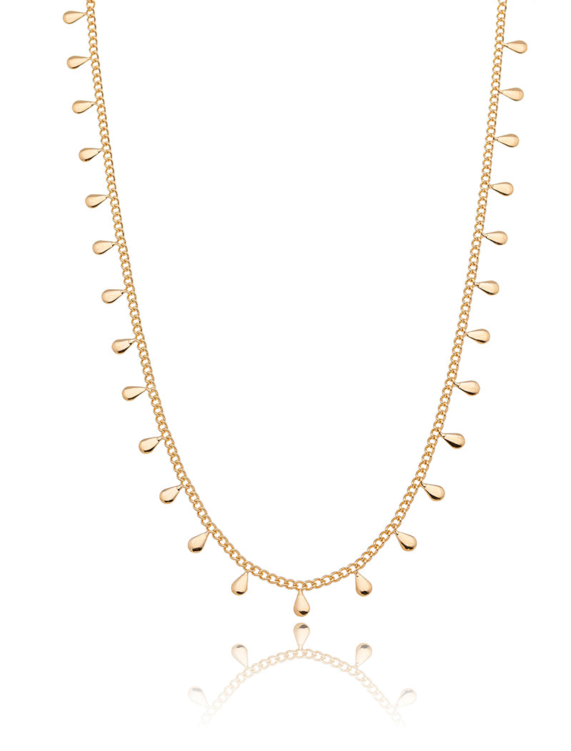 Colar Infantil Liso Gotinhas Banho Ouro 18K