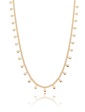 Colar Infantil Liso Gotinhas Banho Ouro 18K
