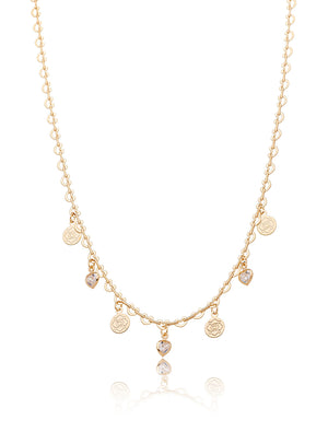 Colar Infantil Coração Banho Ouro 18k Cristal