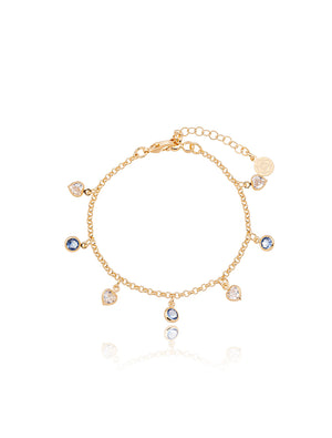 Pulseira Infantil Pontos De Luz Corações Banho Ouro 18k Zircônia