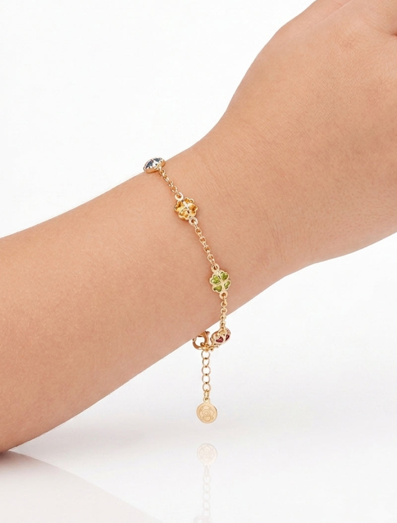 Pulseira Infantil Cinco Pontos de Luz Banho Ouro 18K