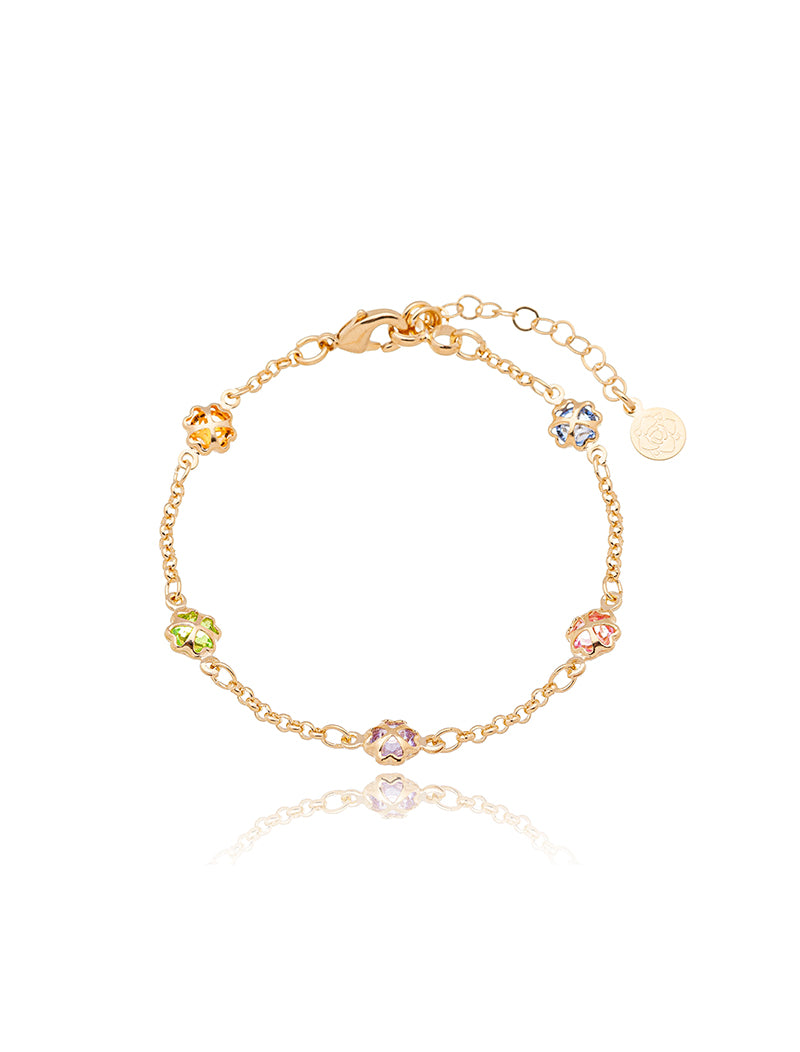 Pulseira Infantil Cinco Pontos de Luz Banho Ouro 18K