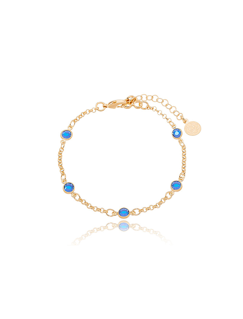 Pulseira Infantil Cinco Pontos de Luz Banho Ouro 18K