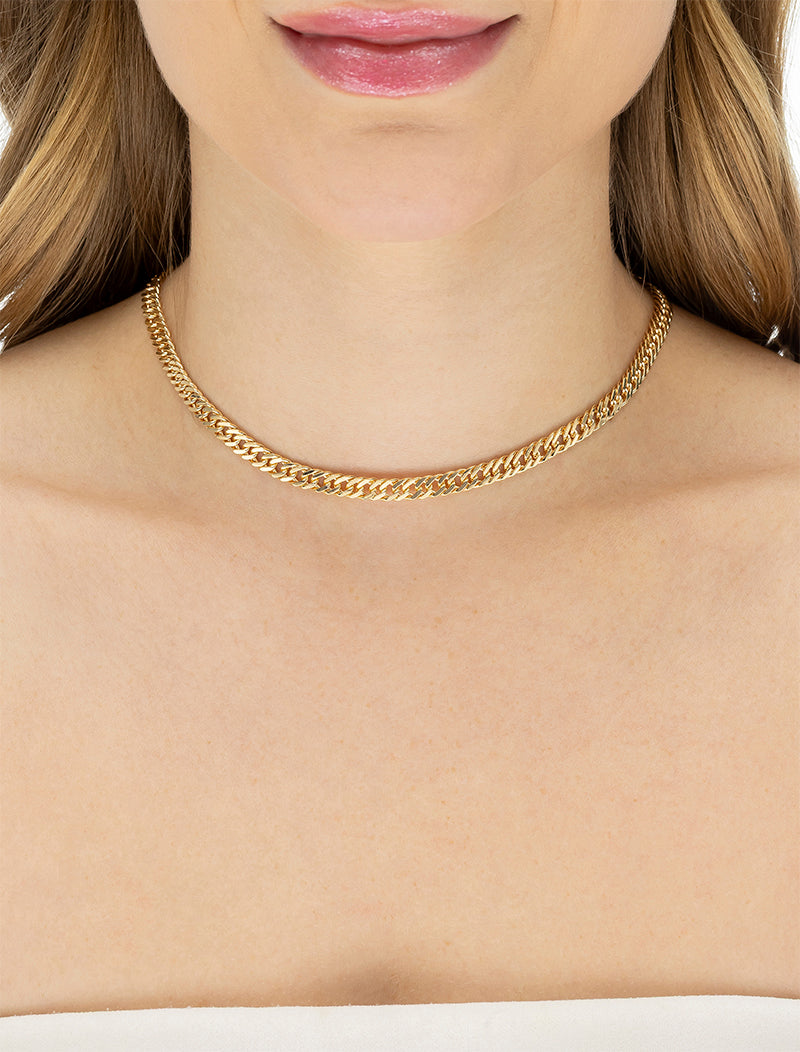 Colar Elos Groumet Banho Ouro 18K