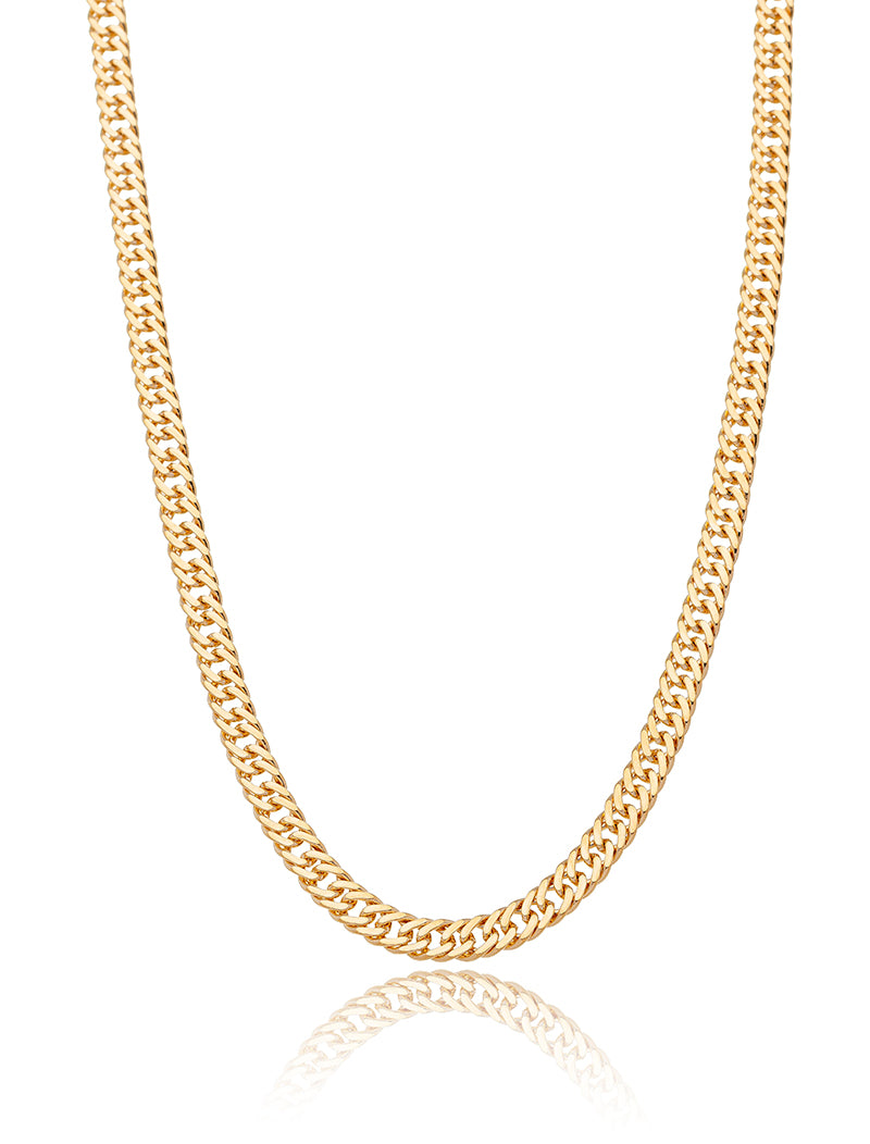 Colar Elos Groumet Duplo Banho Ouro 18k
