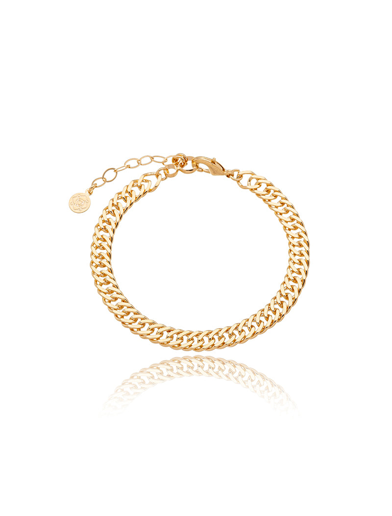 Pulseira Elos Duplos Groumet Banho Ouro 18k
