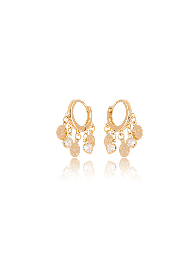 Brinco Argola Pontos De Luz Banho Ouro 18k Zircônia