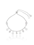 Pulseira Ajustável Gota Coração Banho Ródio