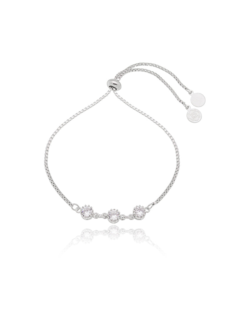 Pulseira Ajustável 3 Pontos de Luz Banho Ródio