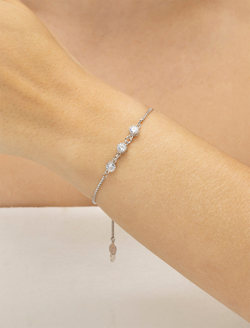 Pulseira Ajustável 3 Pontos de Luz Banho Ródio