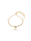 Pulseira Ajustável Coração Cravejado Banho Ouro 18k Zircônia