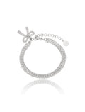 Pulseira Voltas Laço Cravejado Banho Ródio Zircônia