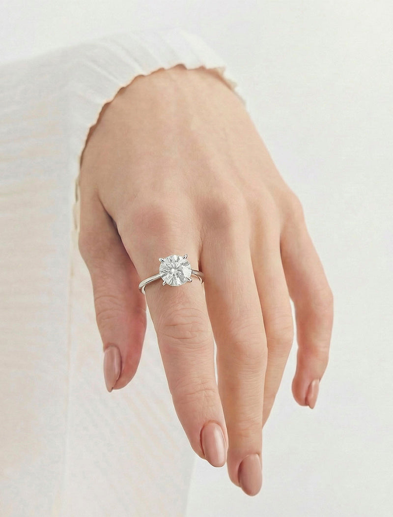 Anel Solitário 10MM Prata 925 Moissanite