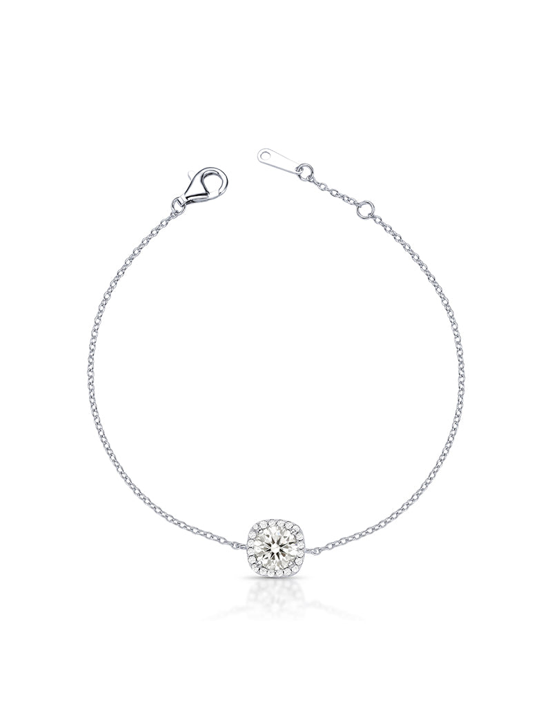 Pulseira Quadrada Cravejada 6.5MM Prata 925 Moissanite