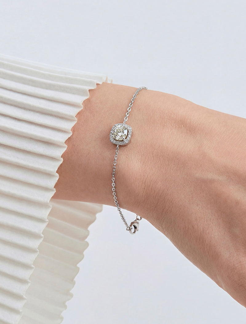 Pulseira Quadrada Cravejada 6.5MM Prata 925 Moissanite
