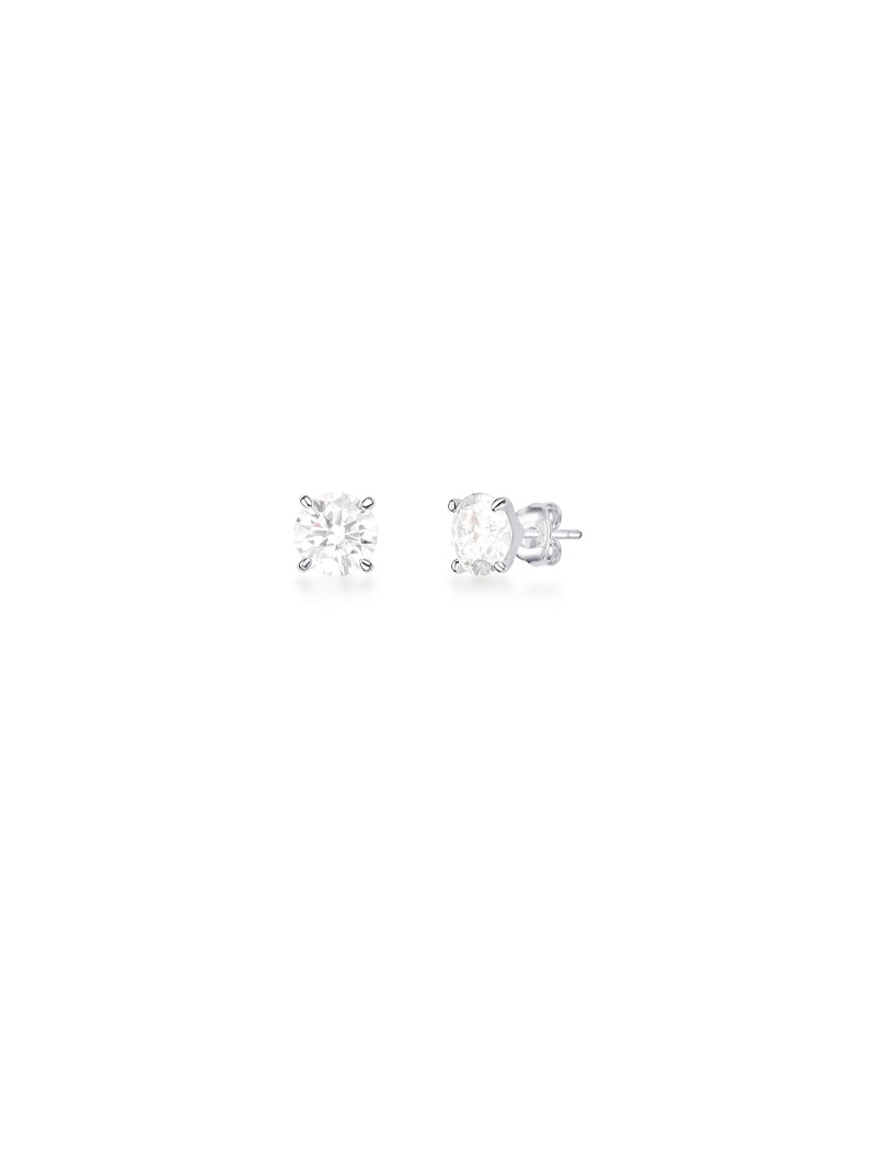 Brinco Ponto De Luz Redondo 8MM Prata 925 Moissanite