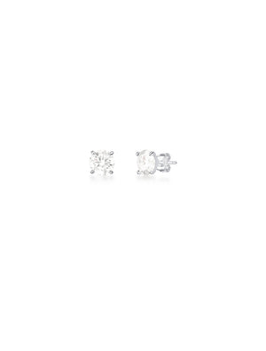 Brinco Ponto De Luz Redondo 8MM Prata 925 Moissanite