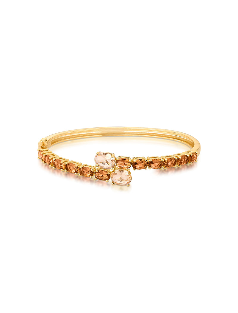 Pulseira Bracelete Oval Banho Ouro 18K Cristal