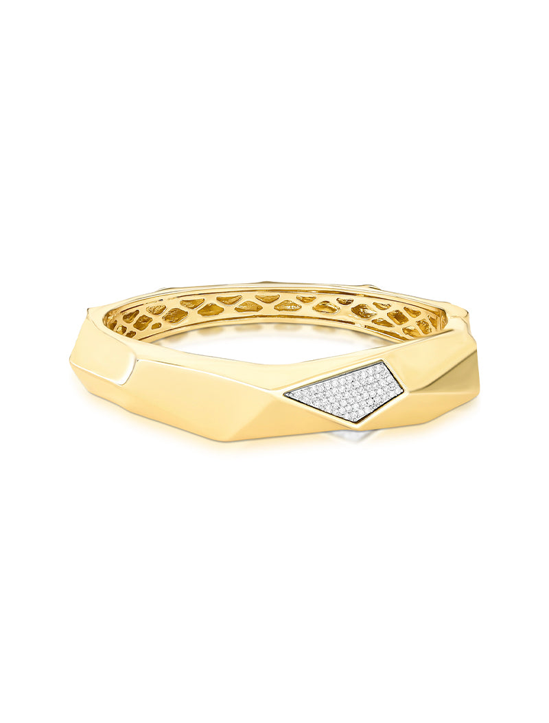 Pulseira Bracelete Facetado Liso Cravejado Banho Ouro 18k Zircônia