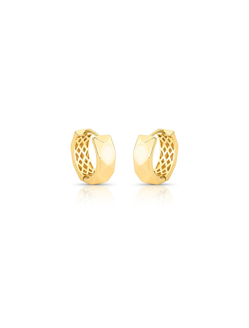 Brinco Argola Lisa Facetada Banho Ouro 18k