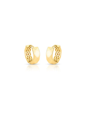 Brinco Argola Lisa Facetada Banho Ouro 18k