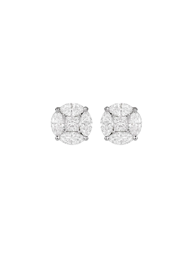 Brinco Illusion 10.5MM Prata 925 Moissanite