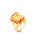 Anel Retangular Banho Ouro 18K Cristal