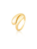 Anel Duas Gotas Abauladas Liso Banho Ouro 18k