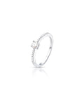 Anel Solitário Cravejado 4MM Prata 925 Moissanite