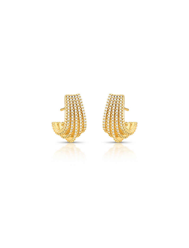 Brinco Encaixe Cravejado Banho Ouro 18K Zircônia