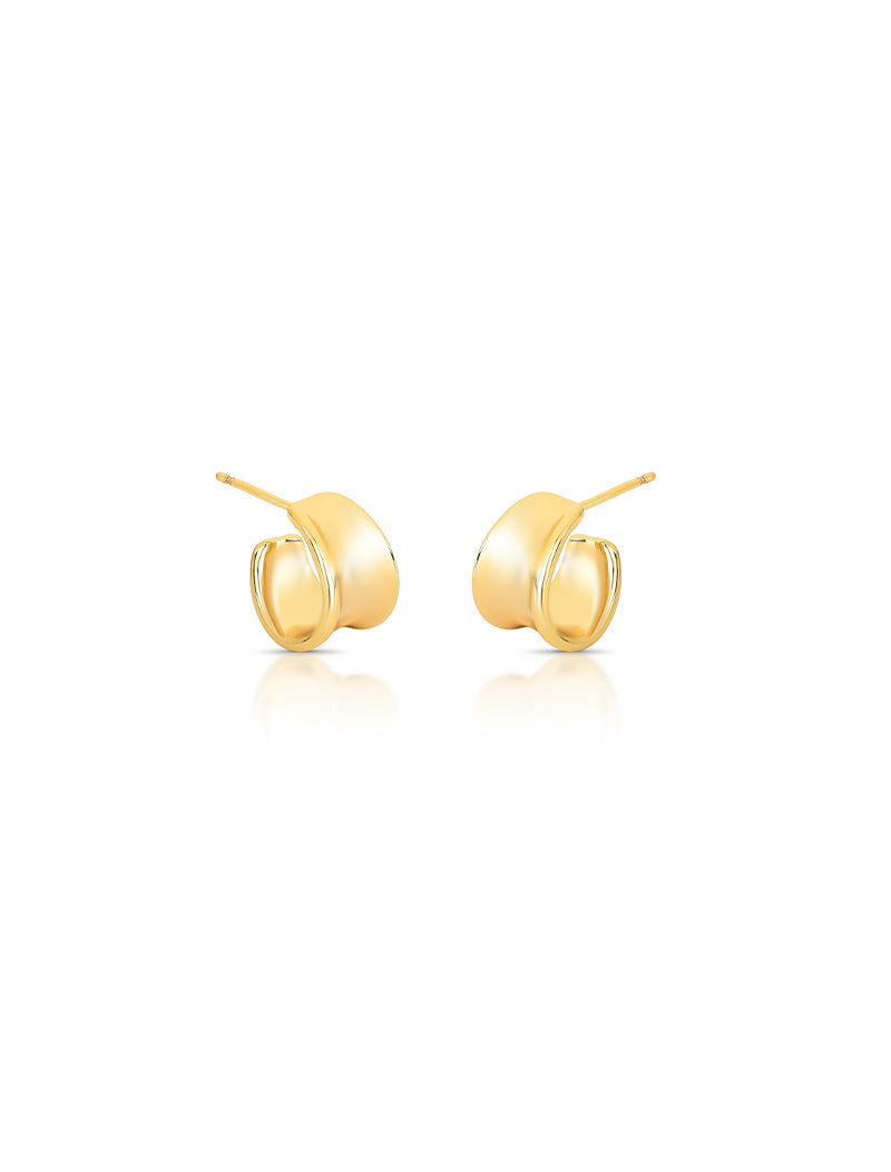 Brinco Meia Argola Curvo Banho Ouro 18k
