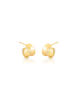 Brinco Meia Argola Curvo Banho Ouro 18k