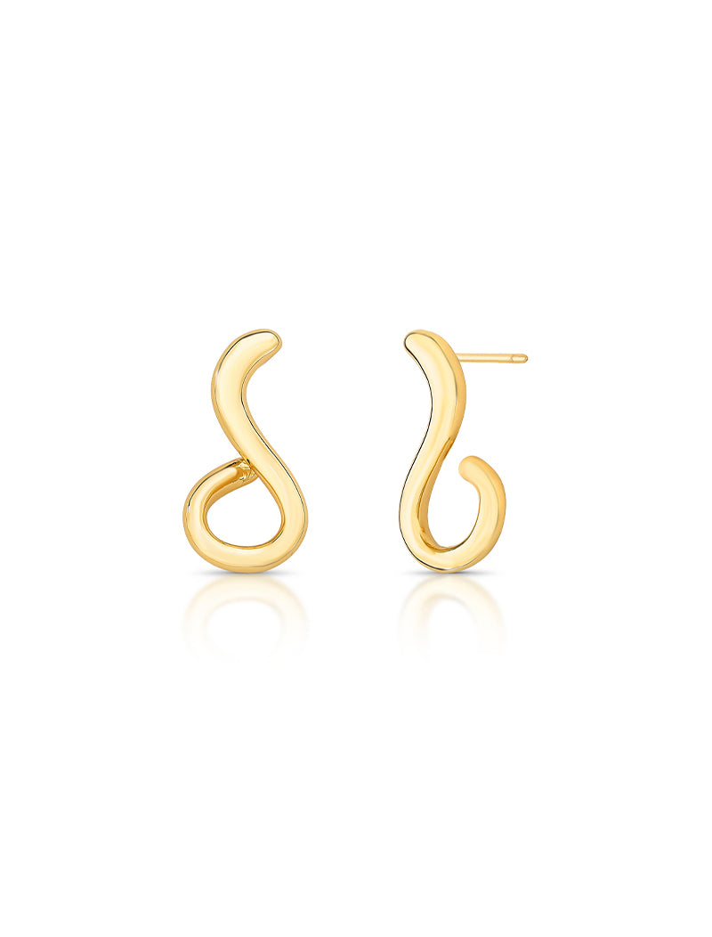 Brinco Orgânico Liso Abaulado Banho Ouro 18k