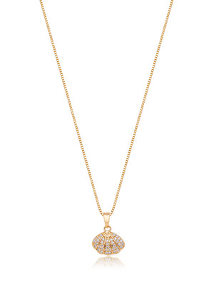 Colar Infantil Conchinha Cravejada Banho Ouro 18k Zircônias
