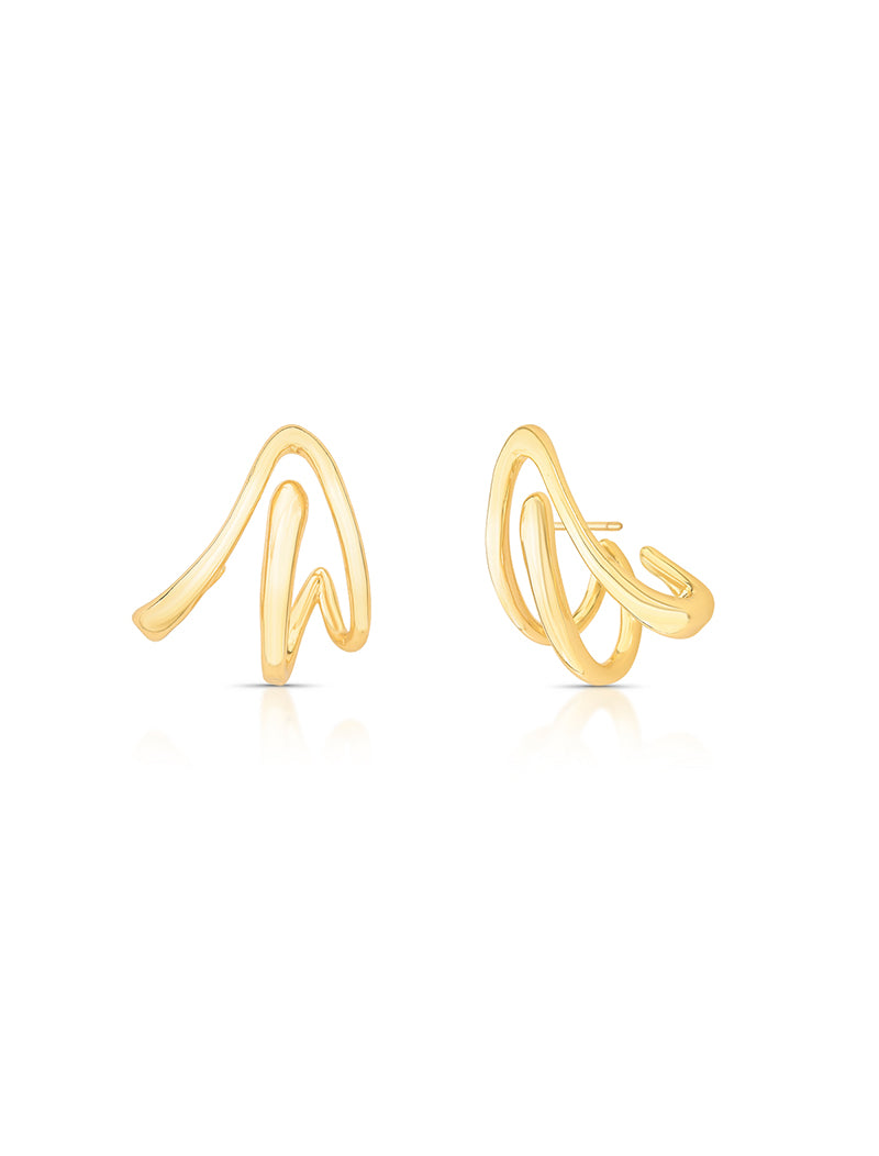 Brinco Triângulo Liso Vazado Banho Ouro 18K