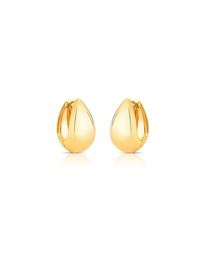 Brinco Argola Gota Lisa Banho Ouro 18k