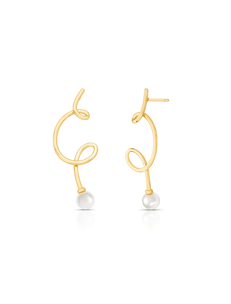Brinco Orgânico Liso Banho Ouro 18k Pérola Shell