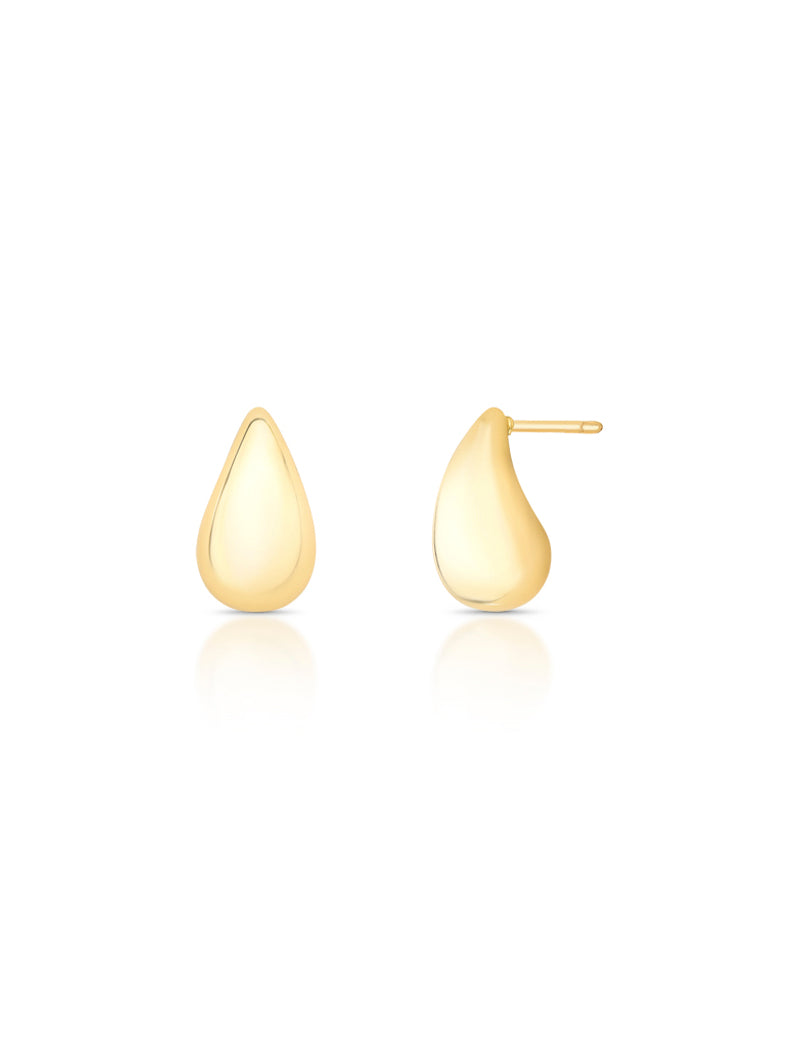 Brinco Gotinha Abaulado Liso Banho Ouro 18k