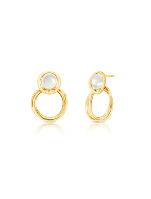 Brinco Aros Lisos Banho Ouro 18k Pérola Shell