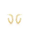 Brinco Meia Argola Trançada Lisa Cravejada Banho Ouro 18k Zircônia