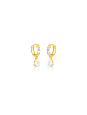 Brinco Argolinha Cravejada Gota Banho Ouro 18k Zircônia