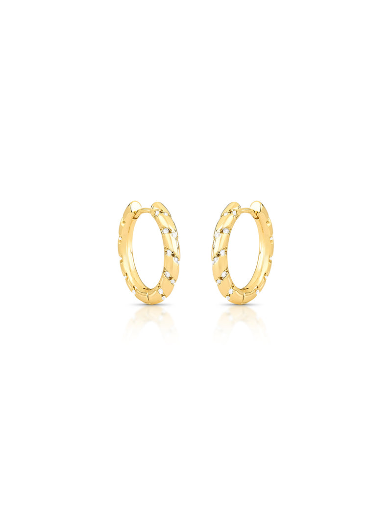 Brinco Argola Cravejada Trançada Banho Ouro 18k