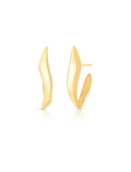 Brinco Navete Liso Abaulado Banho Ouro 18k