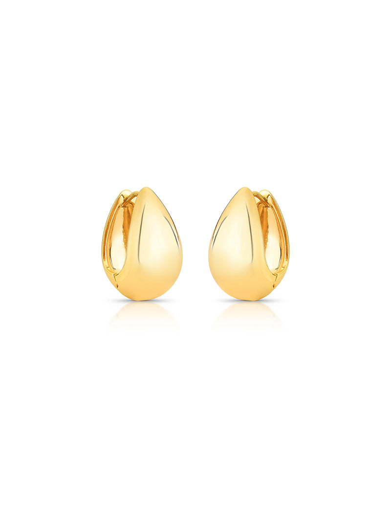 Brinco Argola Gota Lisa Banho Ouro 18k
